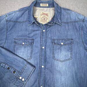 Sovereign Code Shirt Mens 2XL Denim Pearl Snap Western Cowboy Work Rodeo Outdoor